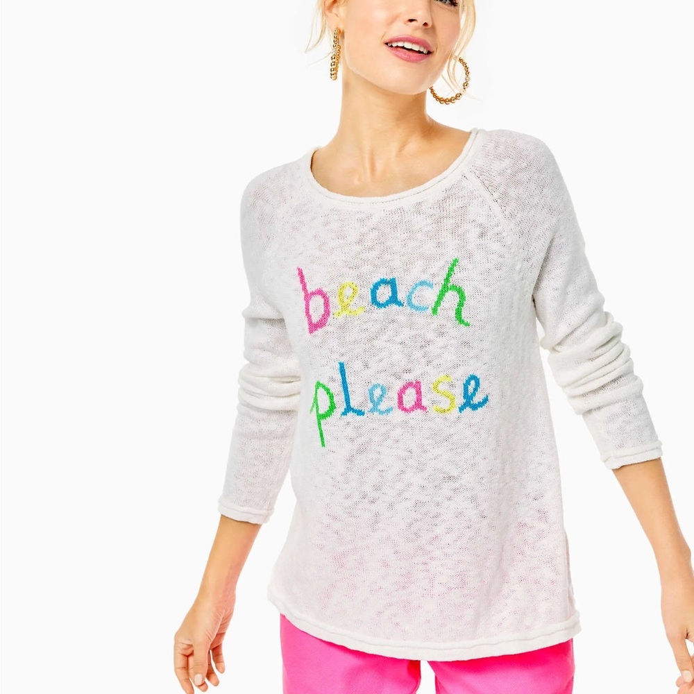 Lilly Pulitzer White Beach Please Danette Sweater XS